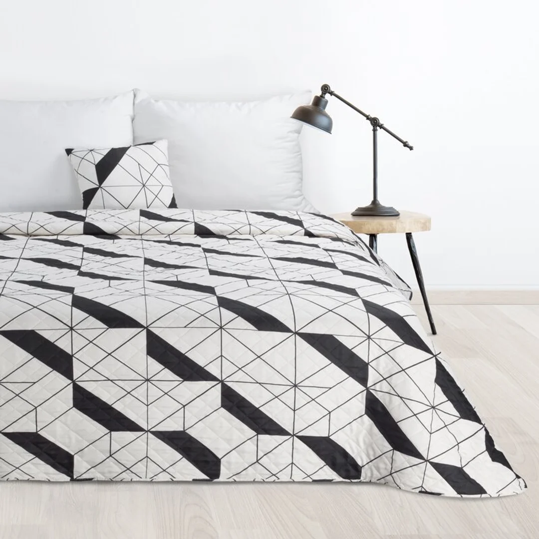 Narzuta dekoracyjna 220x240 Geo 1 kremowa czarna geometryczna D91 A — zdjęcie 2