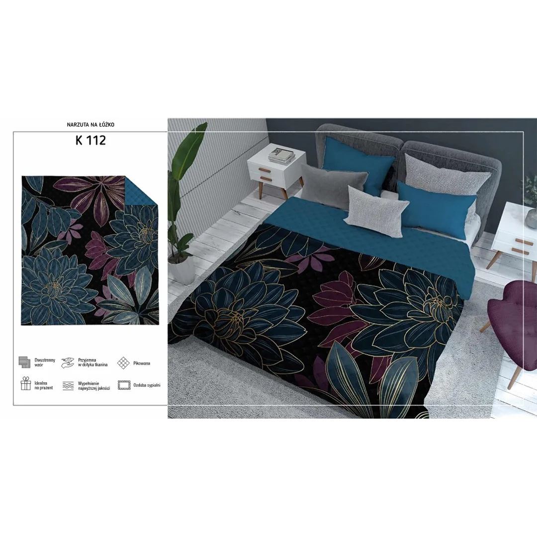 Narzuta dekoracyjna 220x240 niebieska kwiaty K 112 Holland 14 — zdjęcie 3