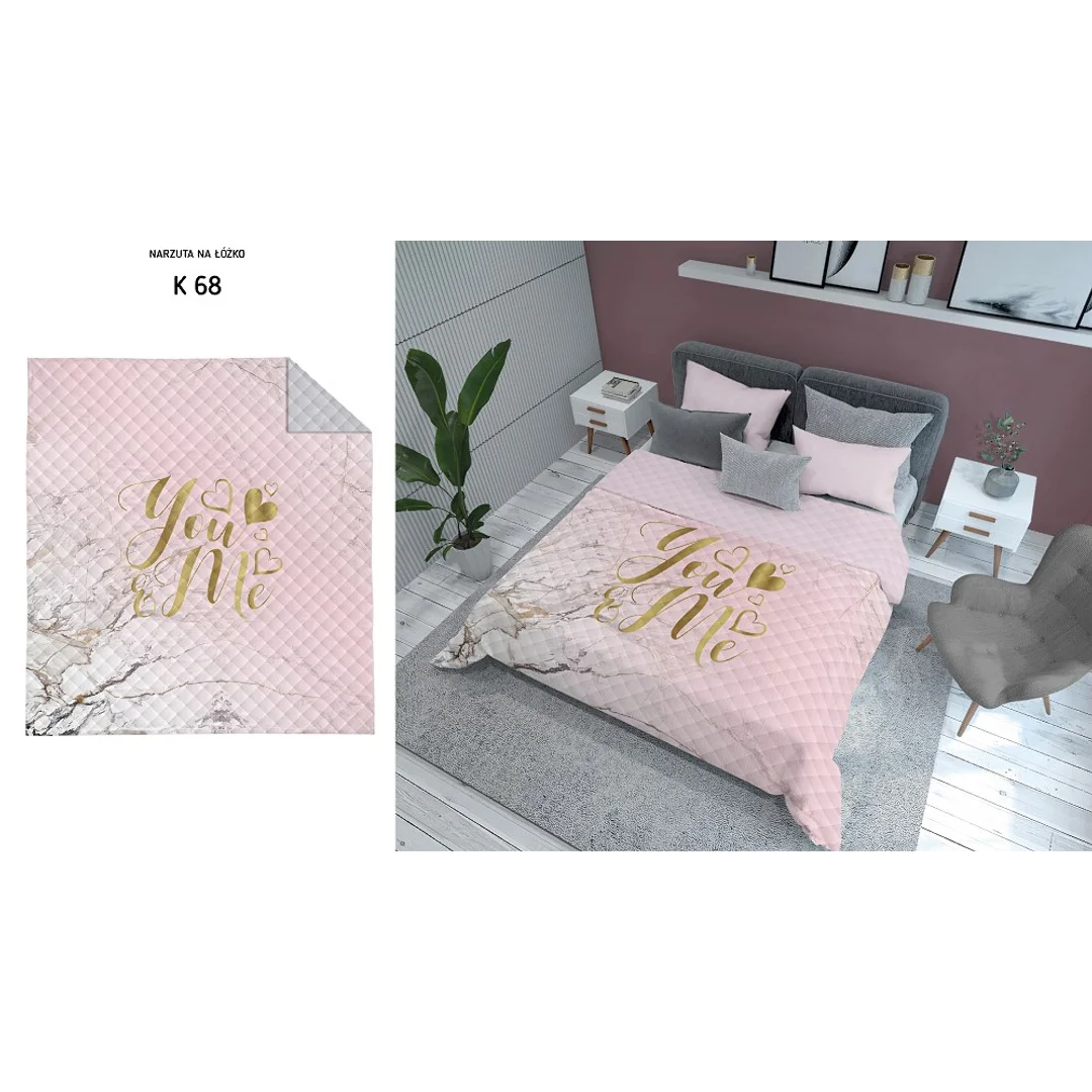 Narzuta dekoracyjna 220x240 You&Me różowa pudrowa złota K_68 112 Bedspread — zdjęcie 4