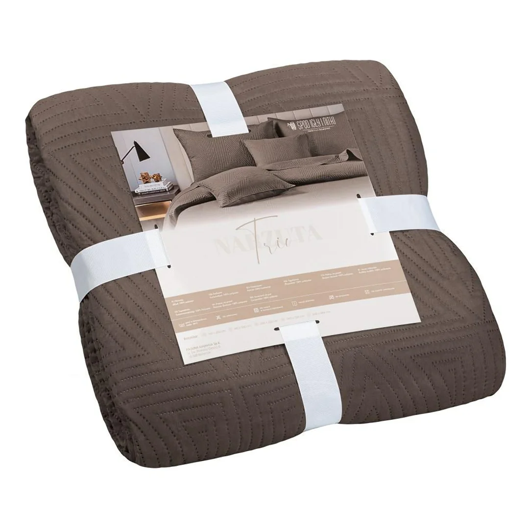 Narzuta dekoracyjna 75x150 Trio brązowa na fotel geometryczna I25 — zdjęcie 5
