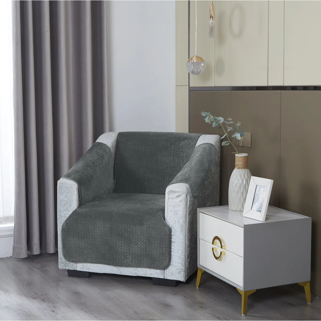 Narzuta na fotel 65x170 + 2 szt 56x45 Maya grafitowy pikowany l24 — zdjęcie 3