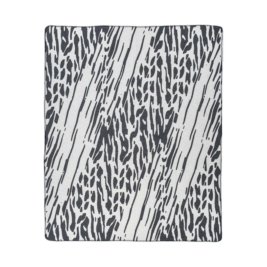 Narzuta pled 165x200 2141-2P Zebra czarny biały koc wykończony szydełkiem RAW — zdjęcie 3