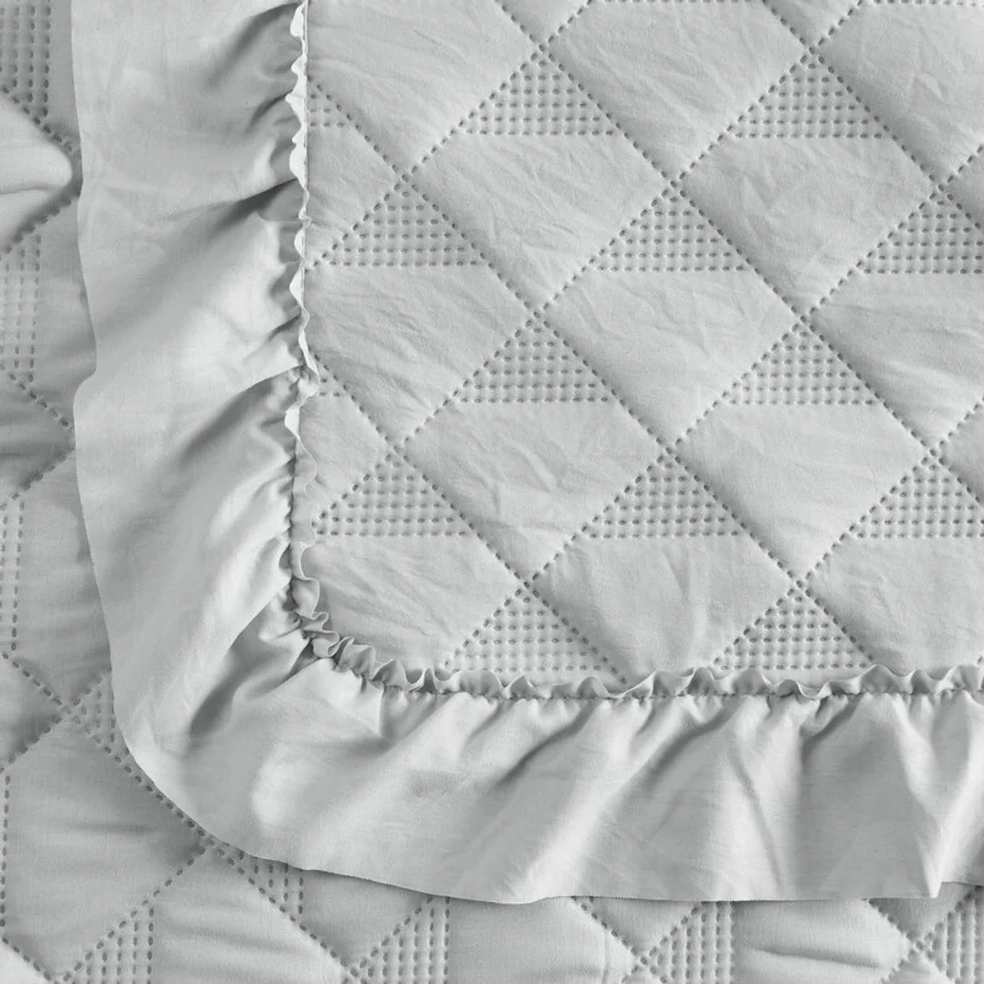 Narzuta Vanesa 170x210 srebrna z falbanką Eurofirany — zdjęcie 4