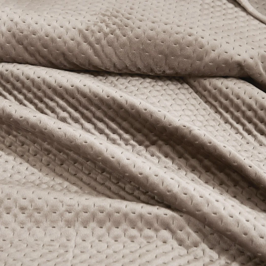 Narzuta welurowa 200x220 Maya beżowa geometryczna krzyżyki I24 — zdjęcie 4