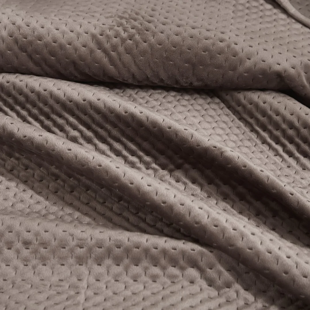 Narzuta welurowa 200x220 Maya brązowa geometryczna krzyżyki I24 — zdjęcie 5