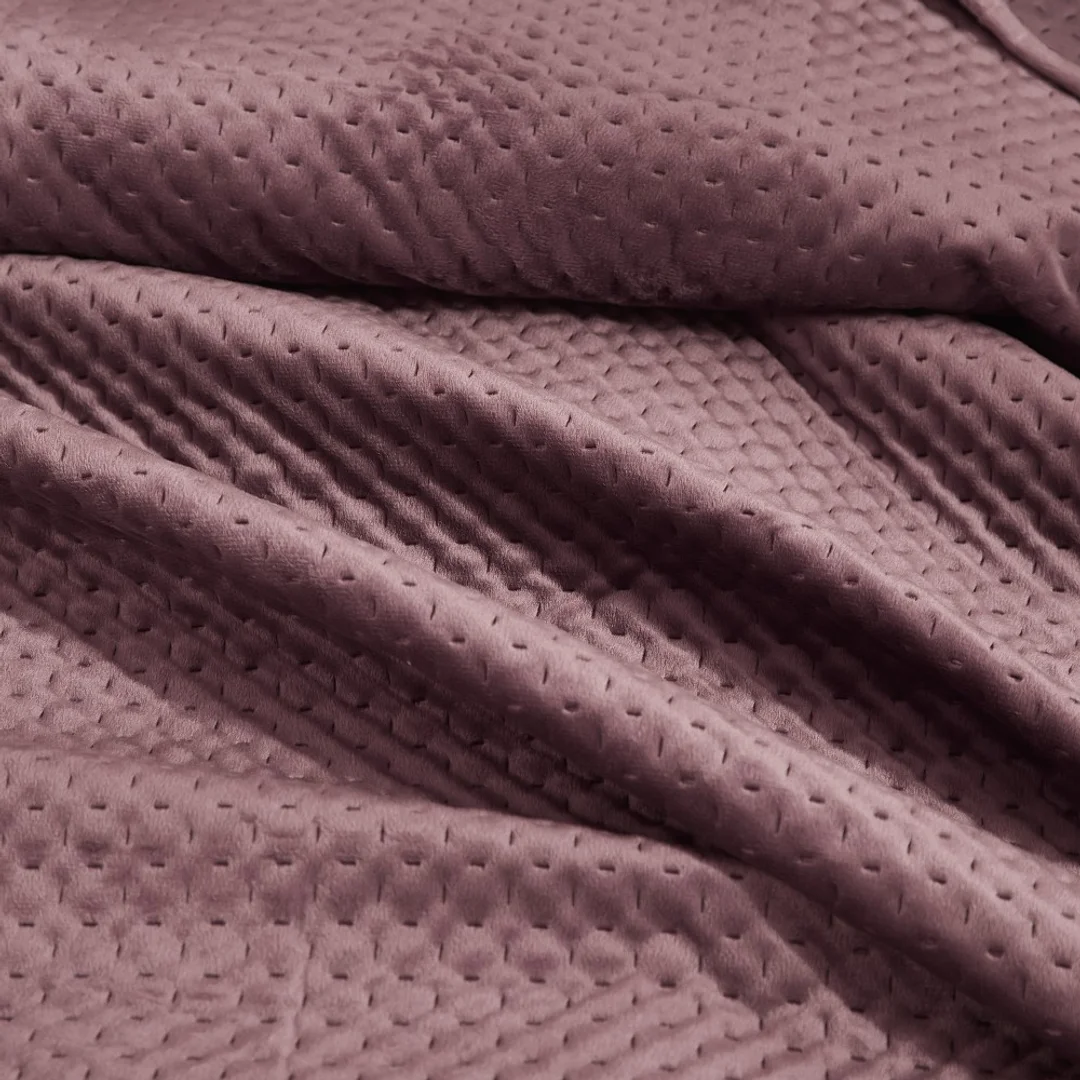 Narzuta welurowa 200x220 Maya pudrowa ciemna geometryczna krzyżyki I24 — zdjęcie 5
