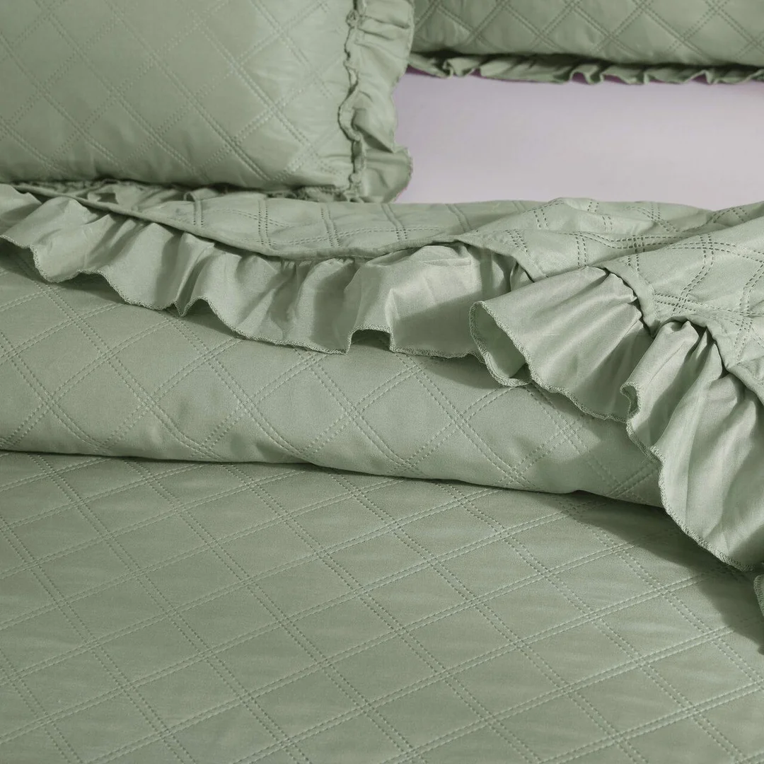 Narzuta z falbanką 240x220 Ruffy szałwiowa falbanka romby glamour dekoracyjna I2 — zdjęcie 5