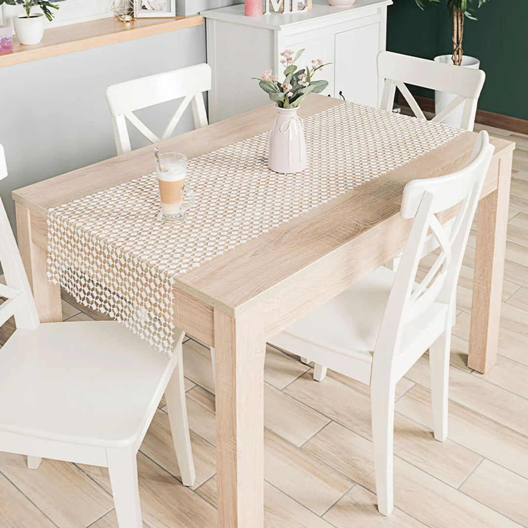 Obrus bieżnik 40x140 off white gipiurowy z lurexem Bianca — zdjęcie 2