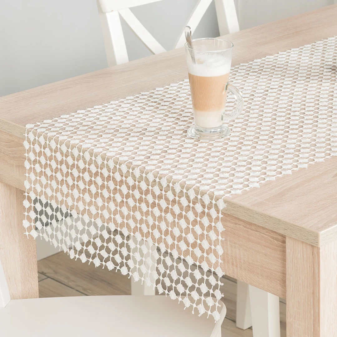 Obrus bieżnik 40x140 off white gipiurowy z lurexem Bianca — zdjęcie 3