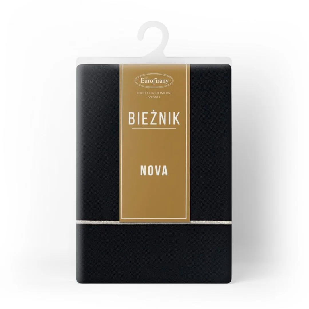 Obrus bieżnik 40x200 Dorita czarny ze złotą lamówką Eurofirany — zdjęcie 2