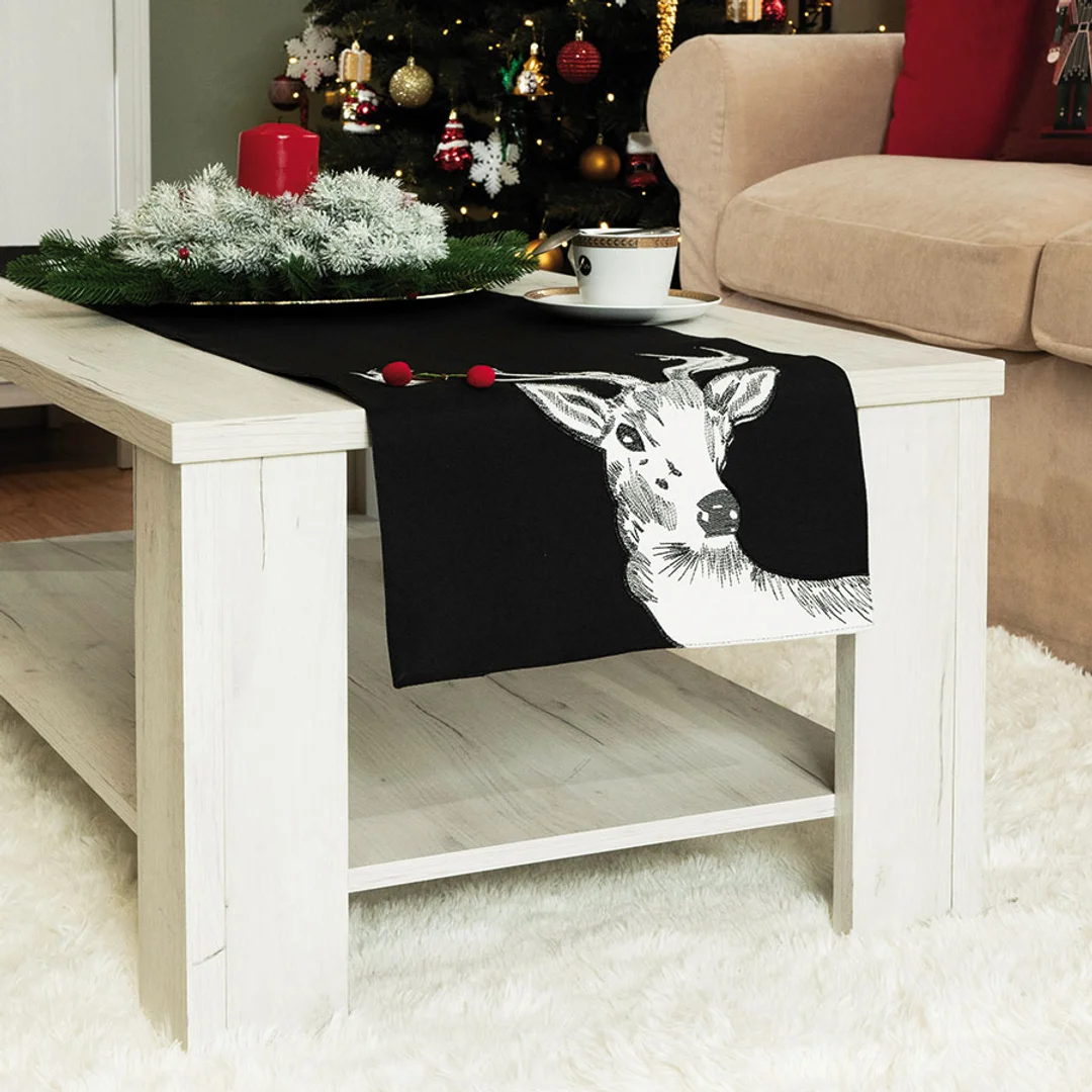 Obrus bieżnik świąteczny 35x140 010 czarny Rudolf — zdjęcie 2