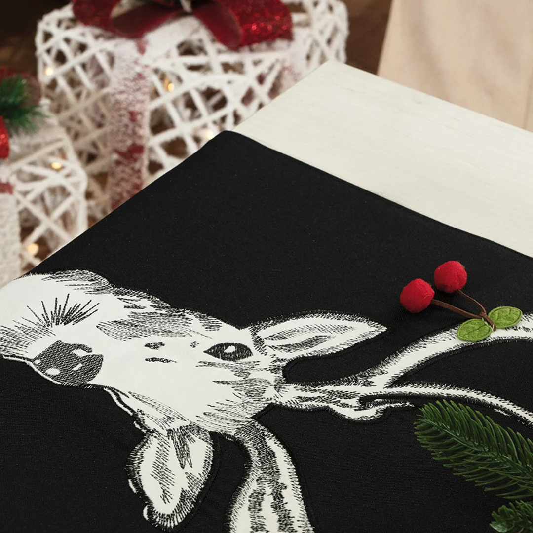 Obrus bieżnik świąteczny 35x140 010 czarny Rudolf — zdjęcie 4