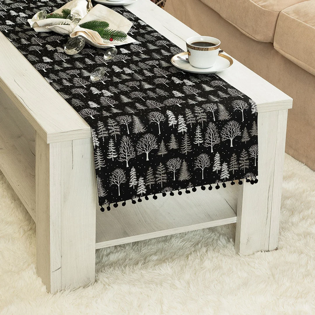 Obrus bieżnik świąteczny 40x140 010 czarny Zimowa Magia — zdjęcie 2