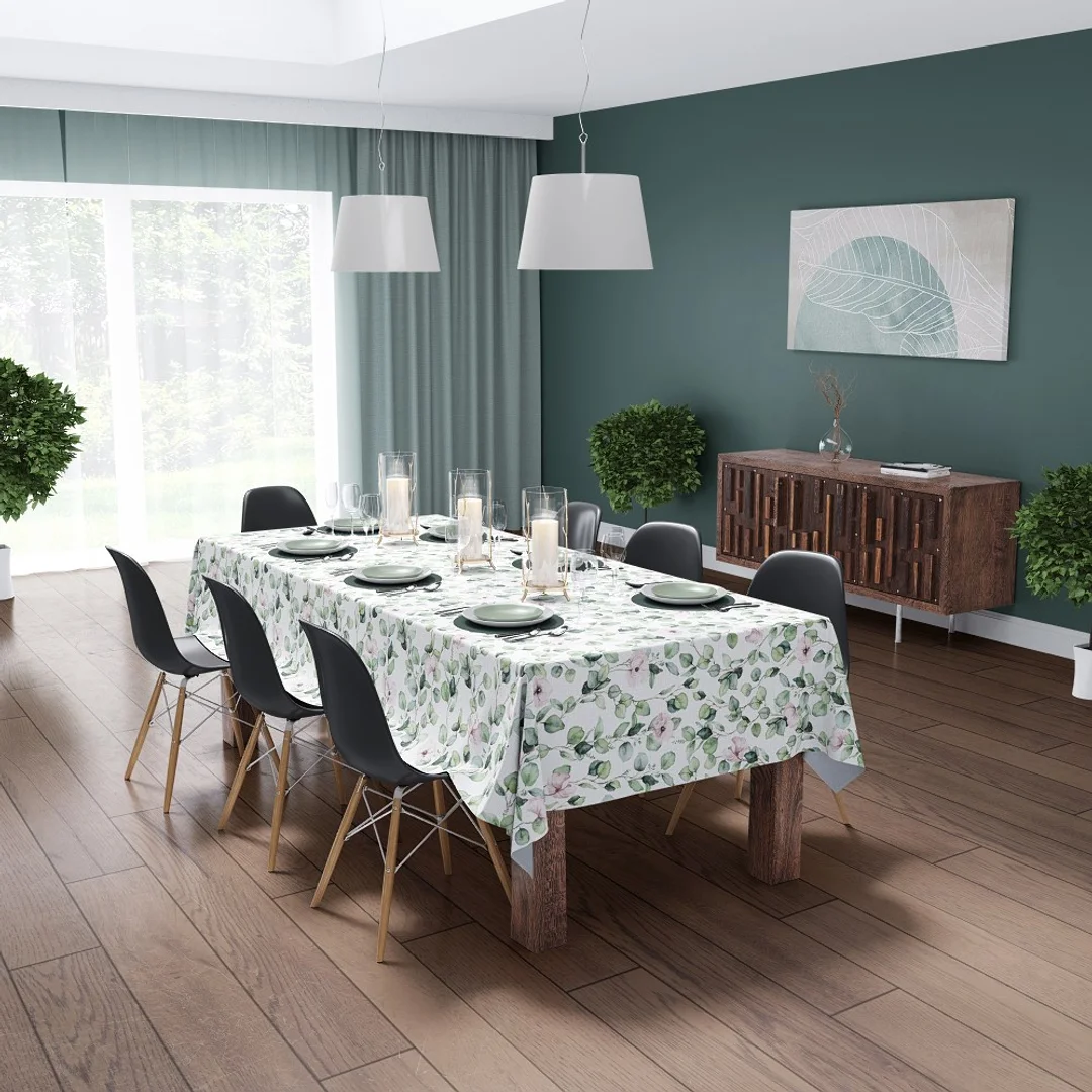 Obrus na stół 85x85 zielony liście 4272 A Panama 17 — zdjęcie 2