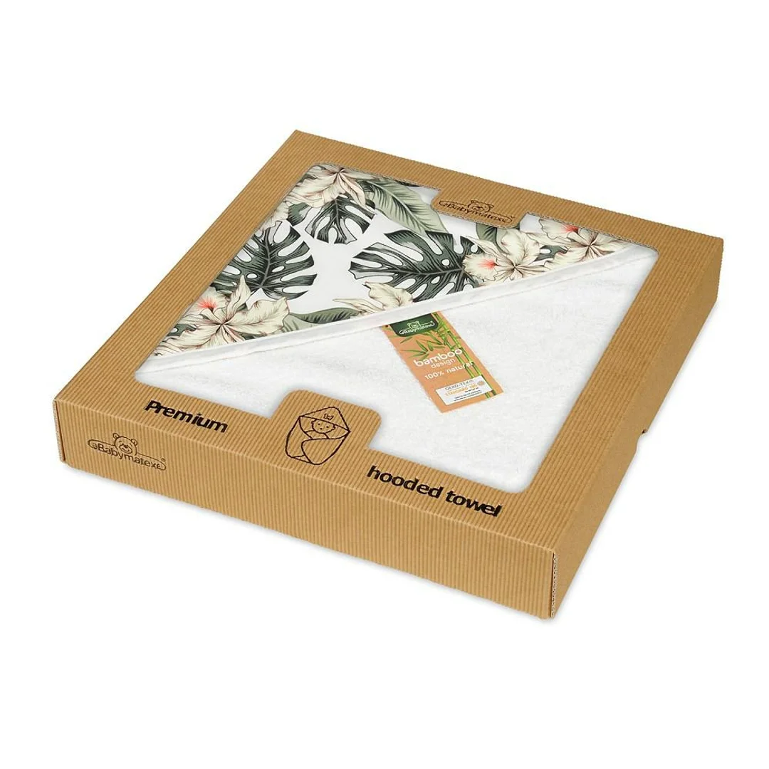 Okrycie kąpielowe 100x100 biały 1 liście Bamboodesign ręcznik z kapturkiem — zdjęcie 4