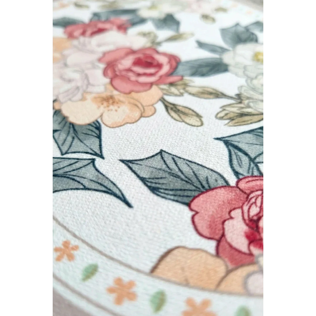 Podkładka na stół 30x45 Floral biała zielona kwiaty owalna pod talerze — zdjęcie 4