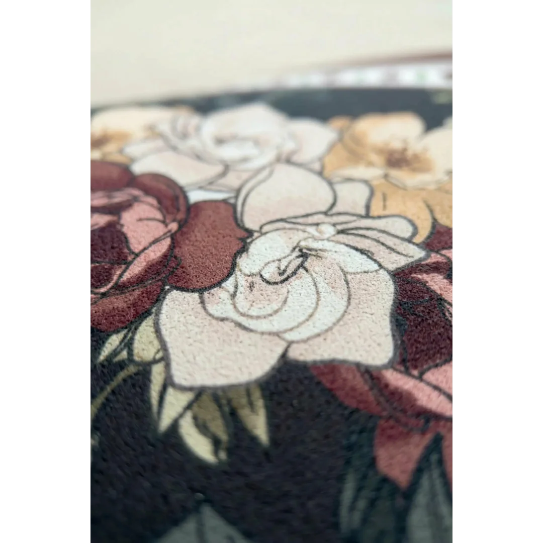 Podkładka na stół 30x45 Floral czarna zielona kwiaty owalna pod talerze — zdjęcie 4