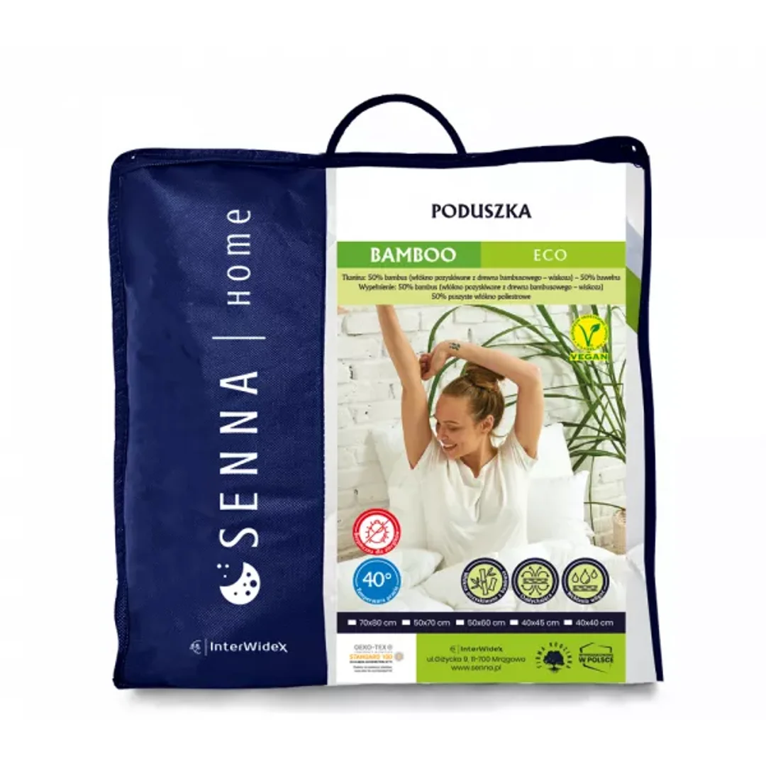 Poduszka antyalergiczna 40x40 Bamboo Eco 300g biała z włókien pozyskiwanych z drewna bambusowego Inter Widex — zdjęcie 2