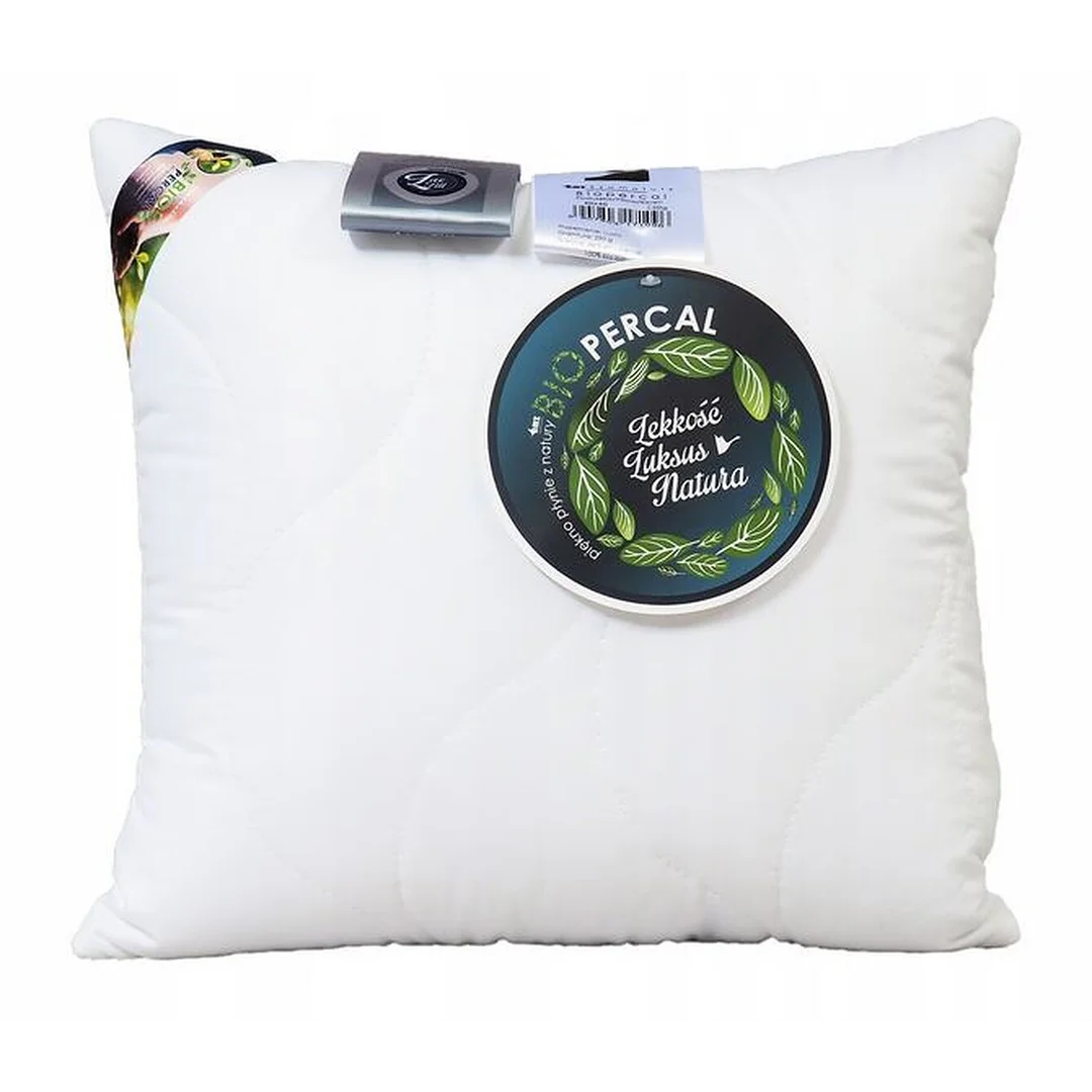 Poduszka antyalergiczna 50x70 BioPercal 650g biała termo delikatny perkal 100% bio bawełna AMZ — zdjęcie 2