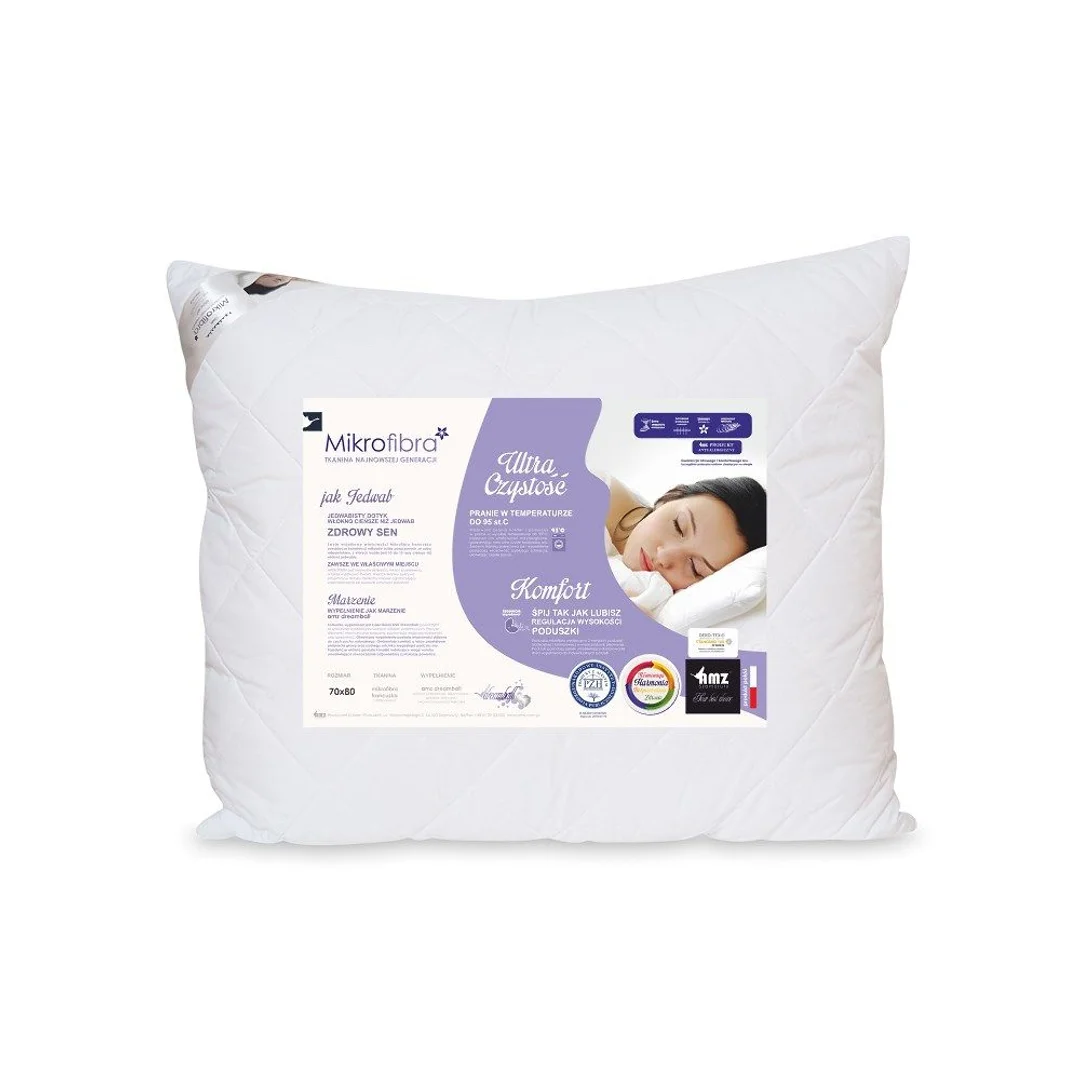 Poduszka antyalergiczna 50x70 Mikrofibra pikowana 550g biała AMZ — zdjęcie 2