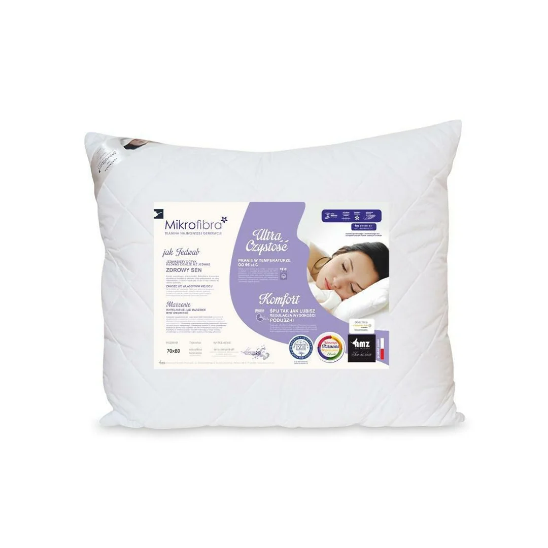Poduszka antyalergiczna 50x70 Mikrofibra pikowana plus 650g biała AMZ — zdjęcie 2
