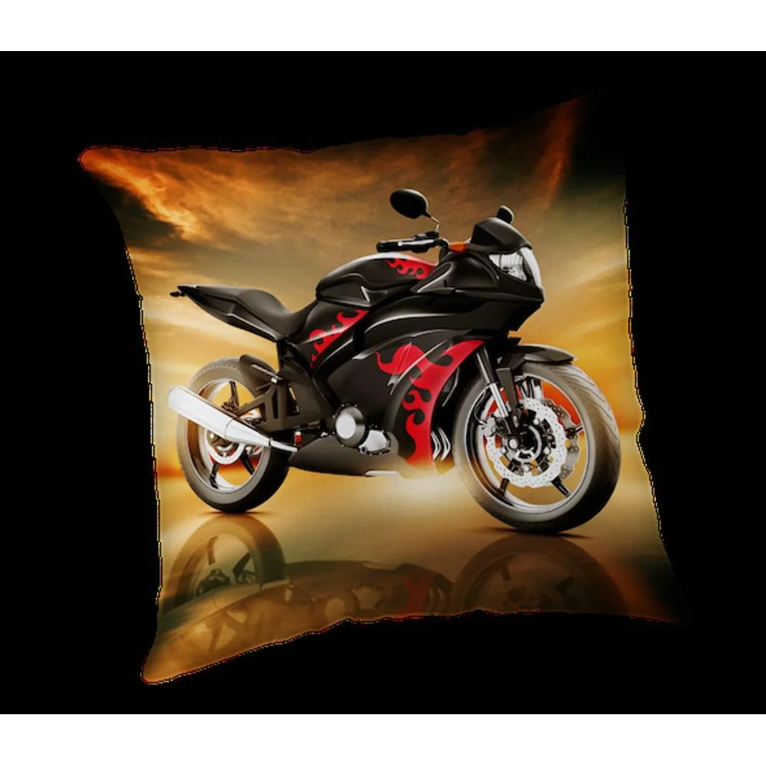 Poduszka dekoracyjna 40x40 Motor 9756 Motorbike czarny czerwony motocykl red black młodzieżowa na prezent — zdjęcie 2