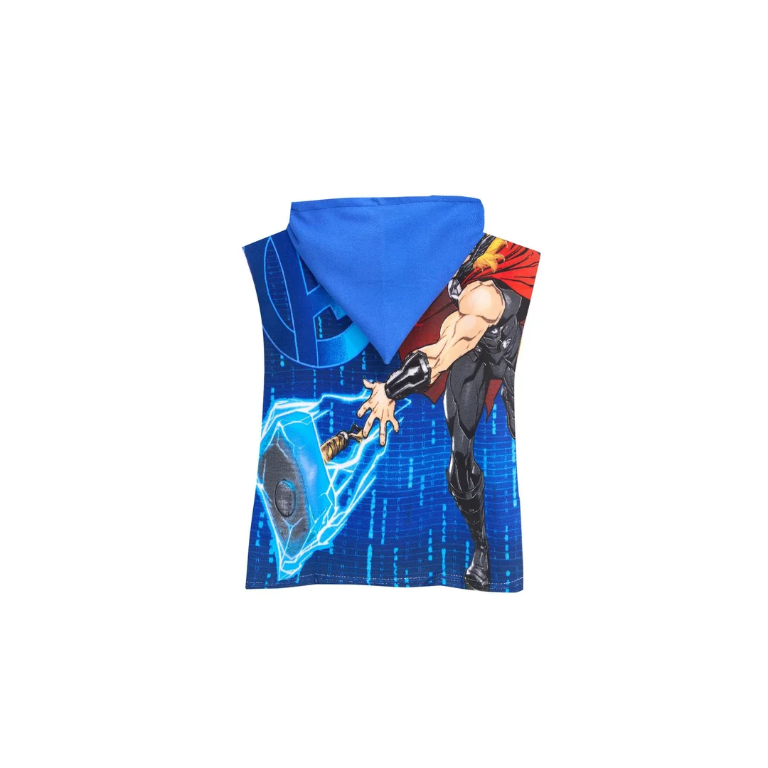 Poncho dla dzieci 50x100 AVENGERS granatowy ręcznik z kapturem mikrofibra Faro — zdjęcie 2