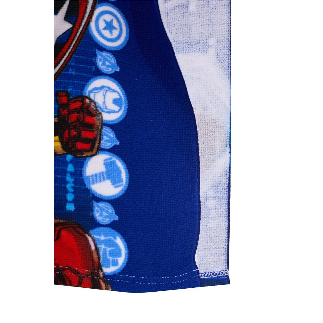 Poncho dla dzieci 50x100 AVENGERS granatowy ręcznik z kapturem mikrofibra Faro — zdjęcie 3