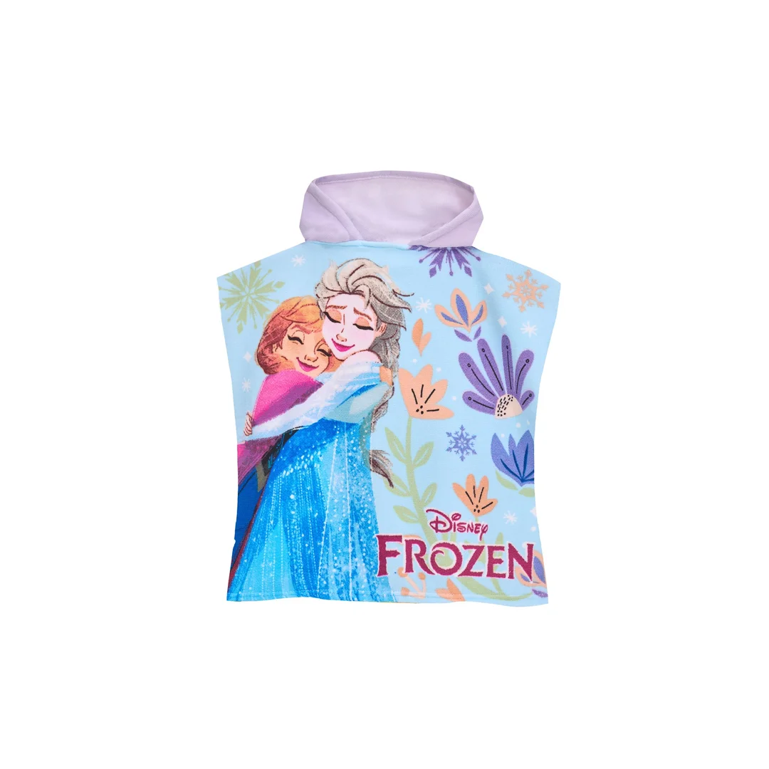 Poncho dla dzieci 50x100 FROZEN fioletowy ręcznik z kapturem mikrofibra Faro — zdjęcie 2