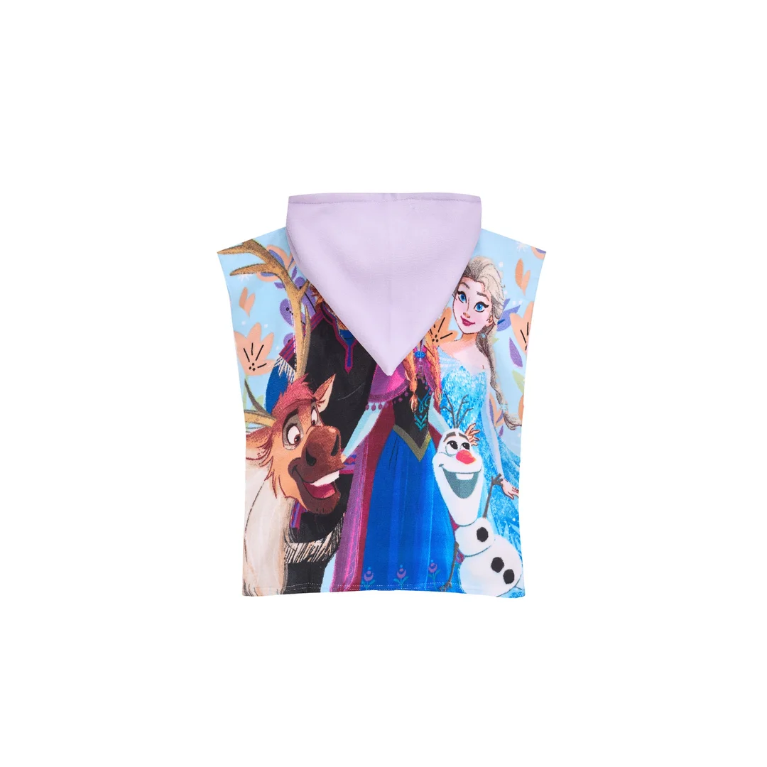 Poncho dla dzieci 50x100 FROZEN fioletowy ręcznik z kapturem mikrofibra Faro — zdjęcie 3