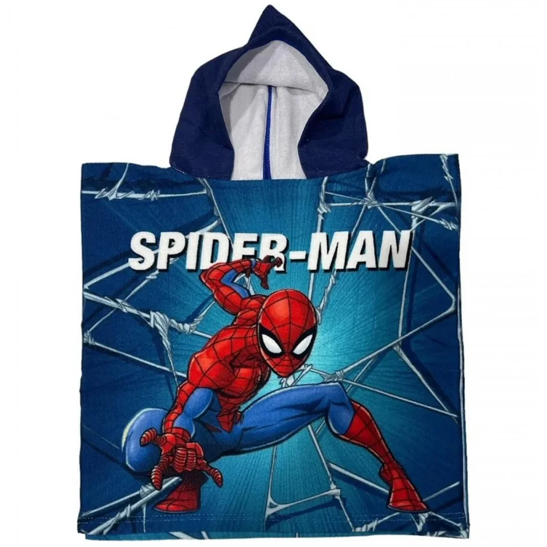 Poncho dla dzieci 50x100 Spiderman niebieski ręcznik z kapturem dziecięcy S24 — zdjęcie 3