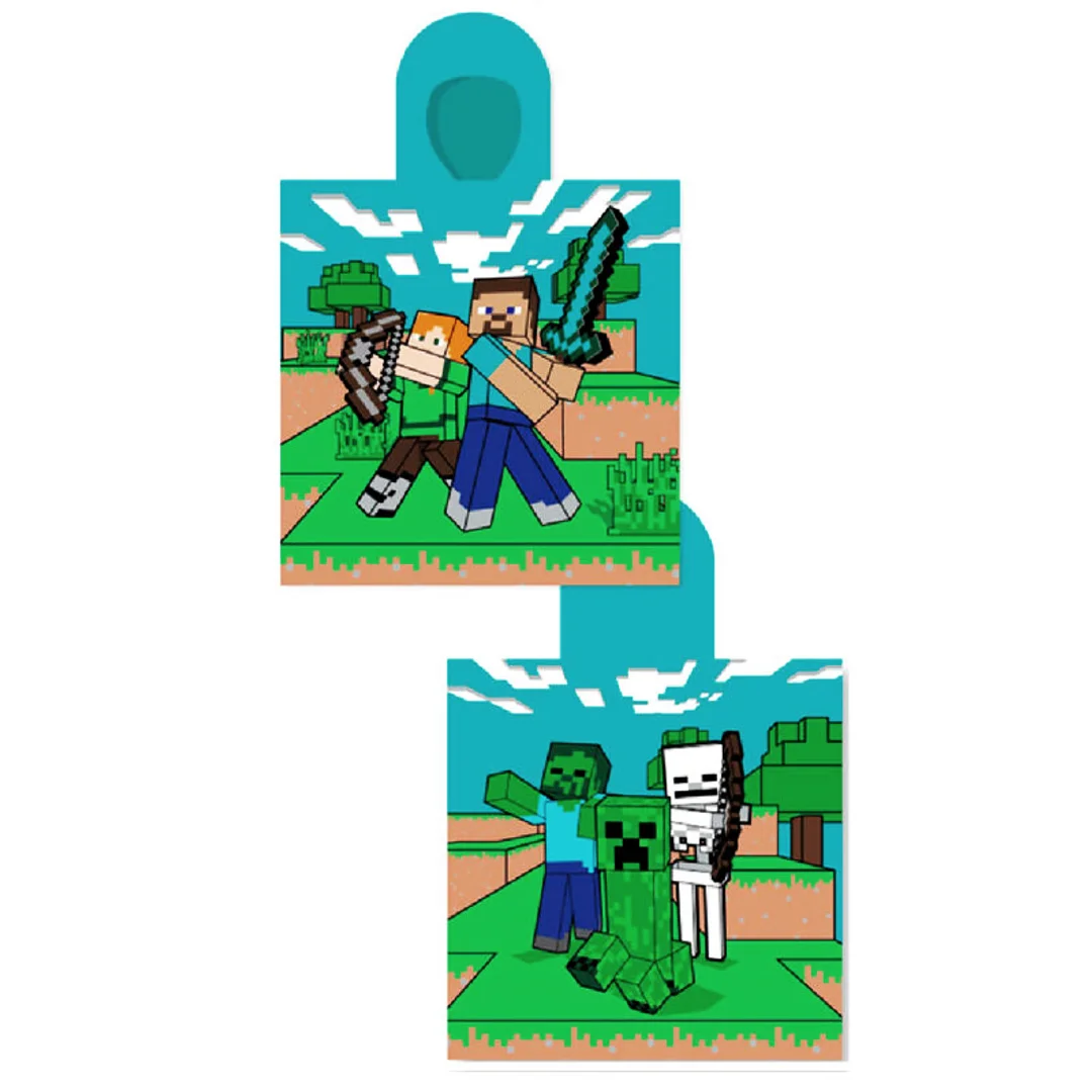Poncho dla dzieci 50x110 Minecraft ręcznik z kapturem dziecięcy — zdjęcie 2