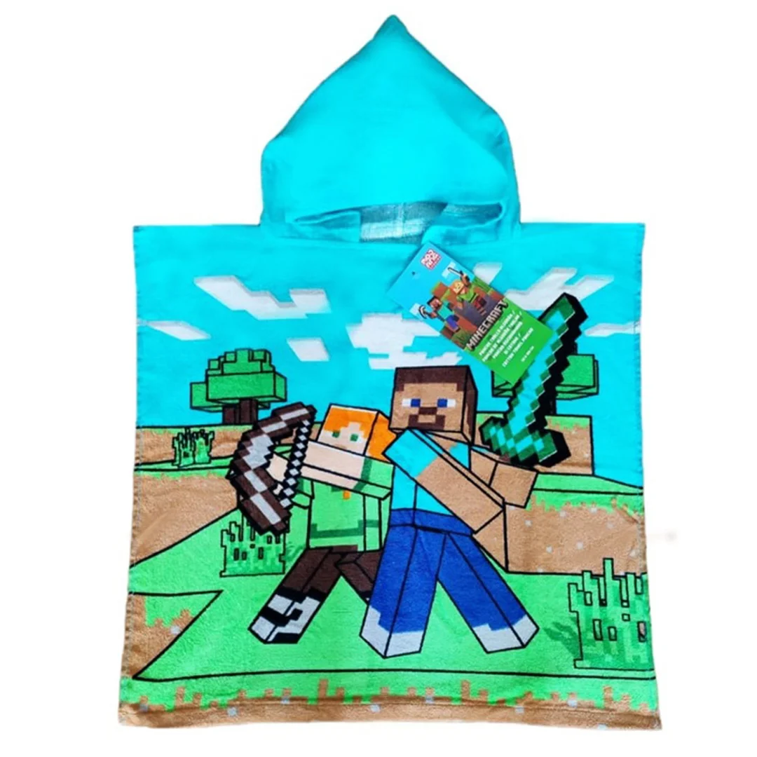 Poncho dla dzieci 50x110 Minecraft ręcznik z kapturem dziecięcy — zdjęcie 3