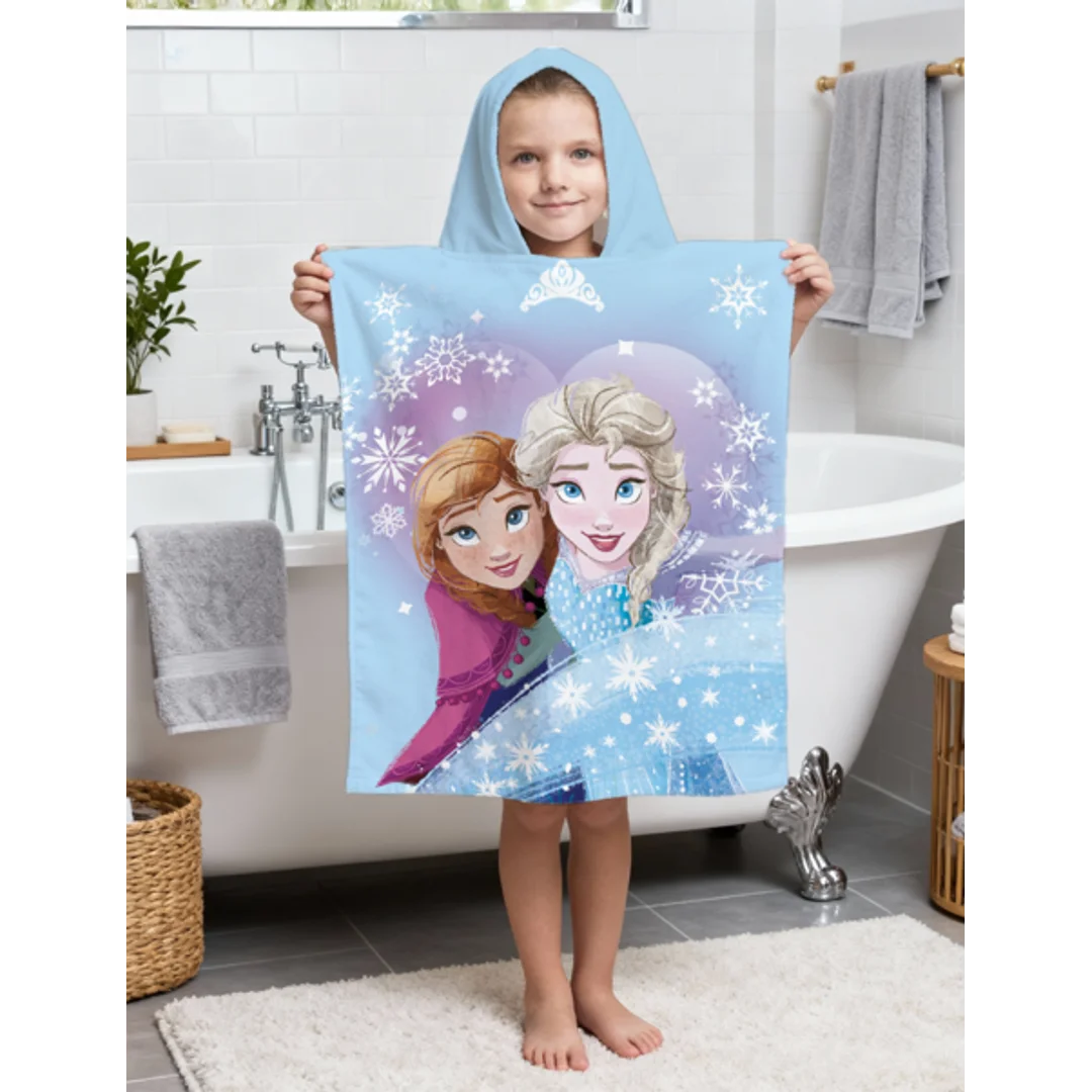 Poncho dla dzieci 50x115 Frozen Winter Fun niebieskie ręcznik z kapturem dziecięcy Jf24 — zdjęcie 2