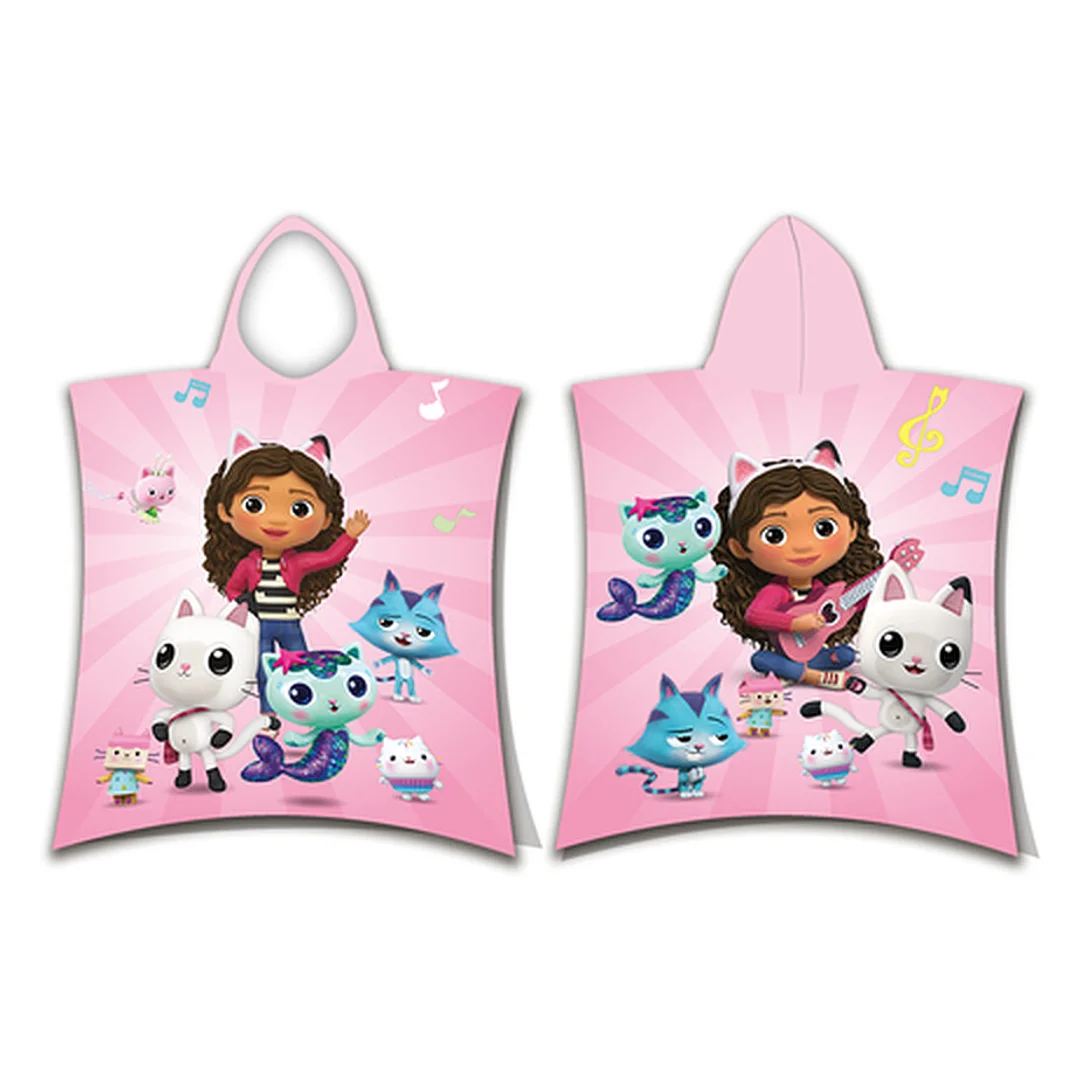 Poncho dla dzieci 50x115 Koci domek Gabi różowe Gabby`s Dollhouse ręcznik z kapturem dziecięcy — zdjęcie 2