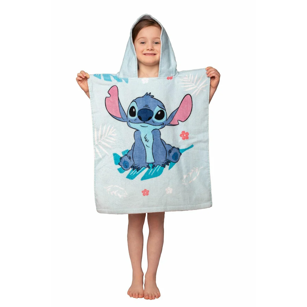 Poncho dla dzieci 50x115 Lilo and Stitch niebieskie ręcznik z kapturem dziecięcy Jf24 — zdjęcie 2