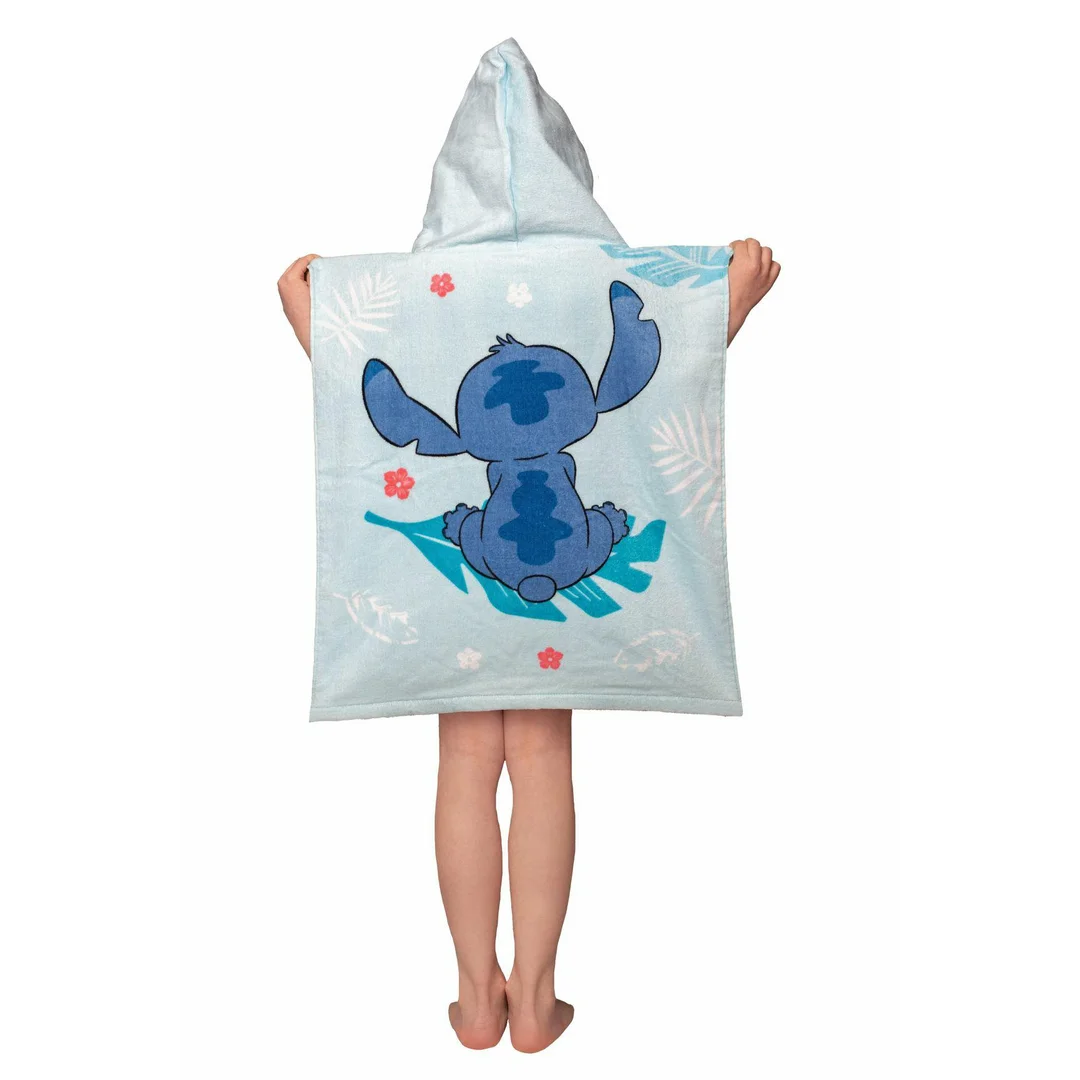 Poncho dla dzieci 50x115 Lilo and Stitch niebieskie ręcznik z kapturem dziecięcy Jf24 — zdjęcie 3