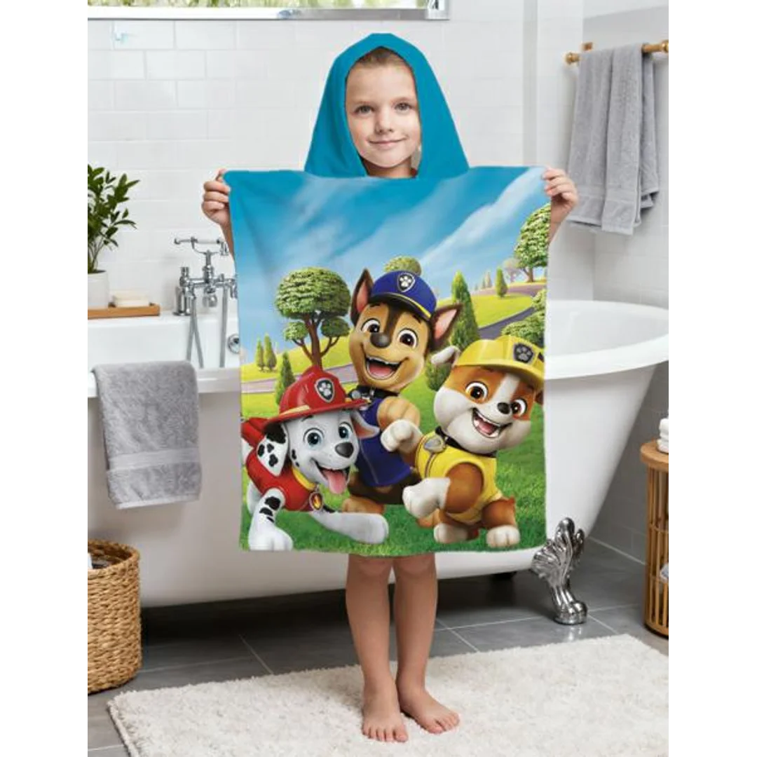 Poncho dla dzieci 50x115 Psi Patrol niebieskie ręcznik z kapturem dziecięcy Jf24 — zdjęcie 2