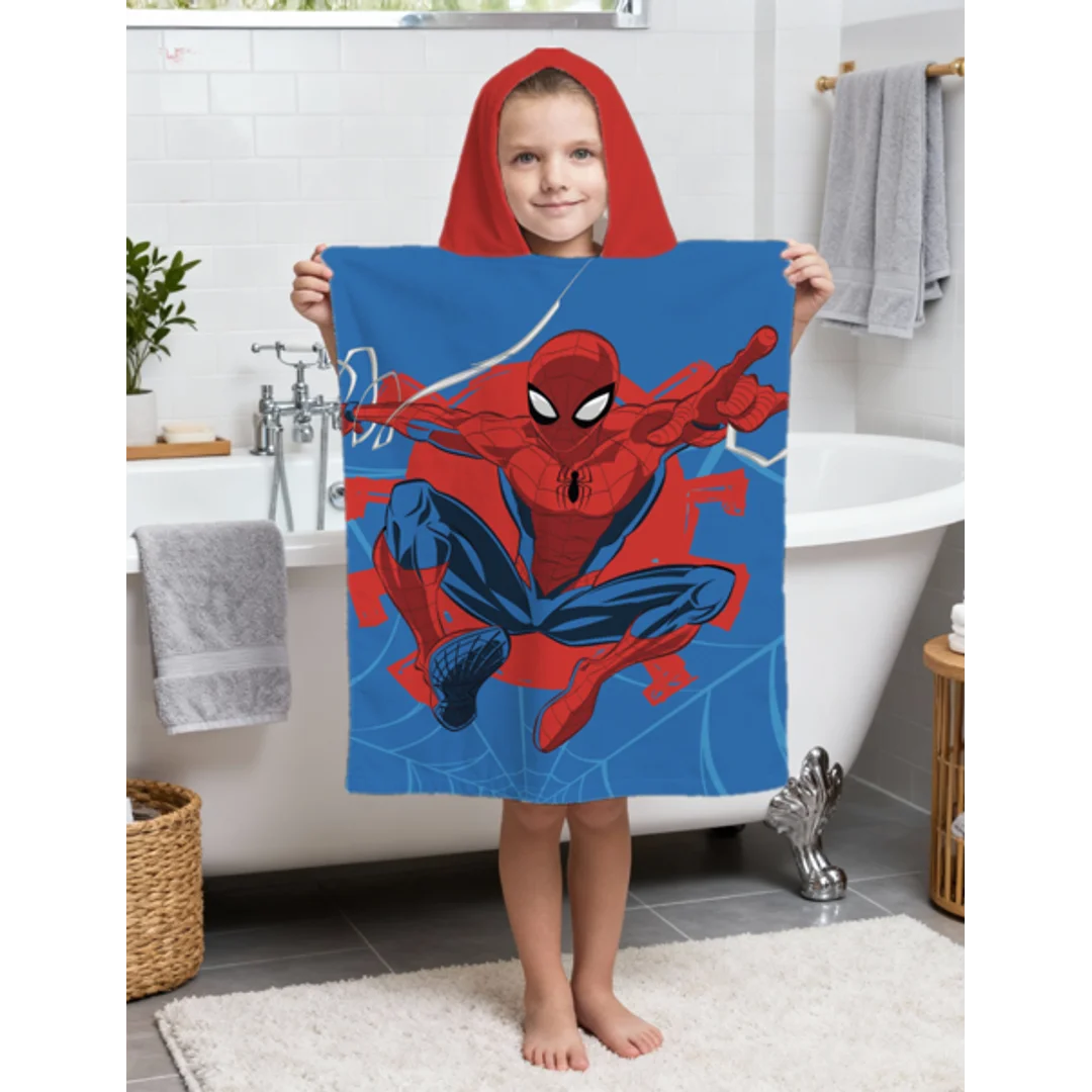 Poncho dla dzieci 50x115 Spider-man Webshot niebieskie ręcznik z kapturem dziecięcy Jf24 — zdjęcie 2