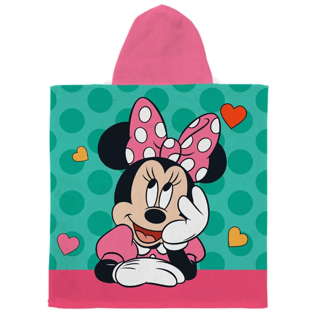 Poncho dla dzieci 55x110 Myszka Mini miętowy ręcznik z kapturem dziecięcy S24 — zdjęcie 3