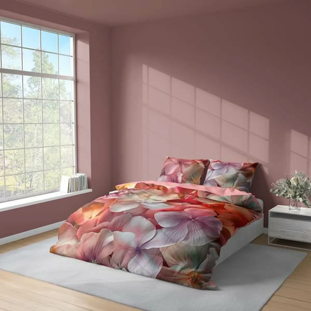 Pościel 3D z mikrofibry z kwiatami hortensji w pastelowych odcieniach – 220x200 cm – Visuale 3D – wzór 5312 A — zdjęcie 3