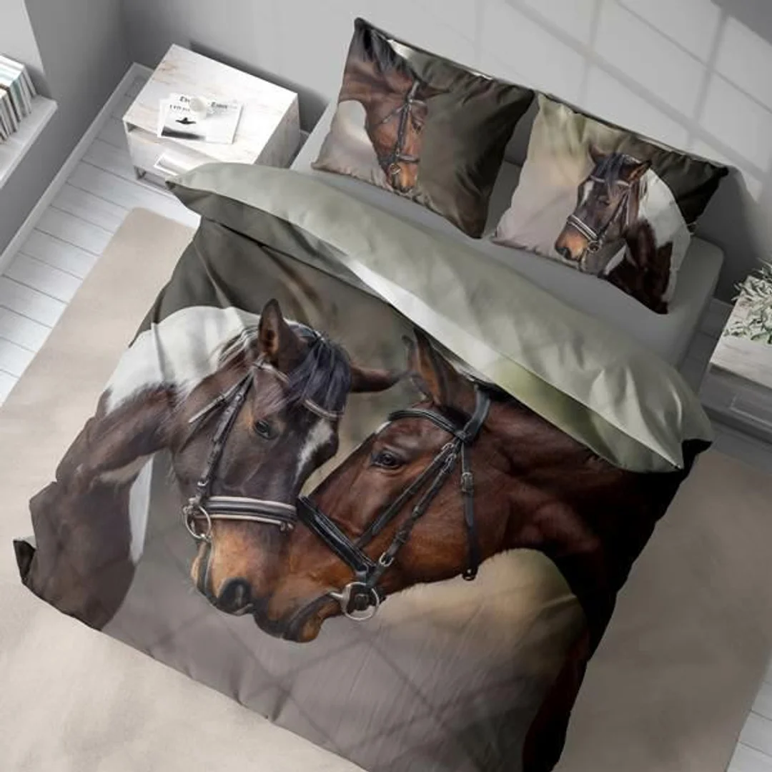 Pościel 3D z mikrofibry z motywem koni – 220x200 cm – Visuale 3D – wzór 4990 A — zdjęcie 2