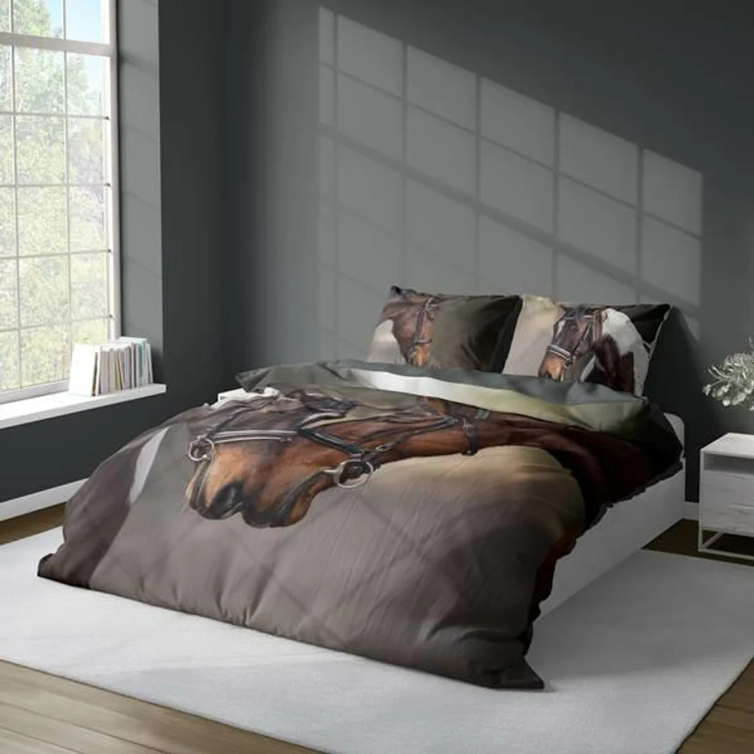 Pościel 3D z mikrofibry z motywem koni – 220x200 cm – Visuale 3D – wzór 4990 A — zdjęcie 3