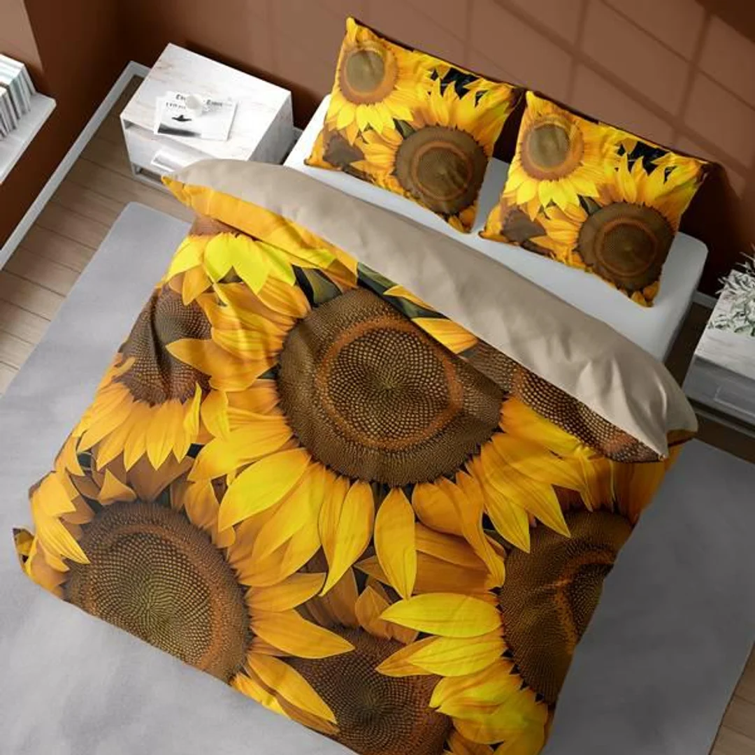 Pościel 3D z mikrofibry z motywem słoneczników – 160x200 cm – Visuale 3D – wzór 5311 A — zdjęcie 2