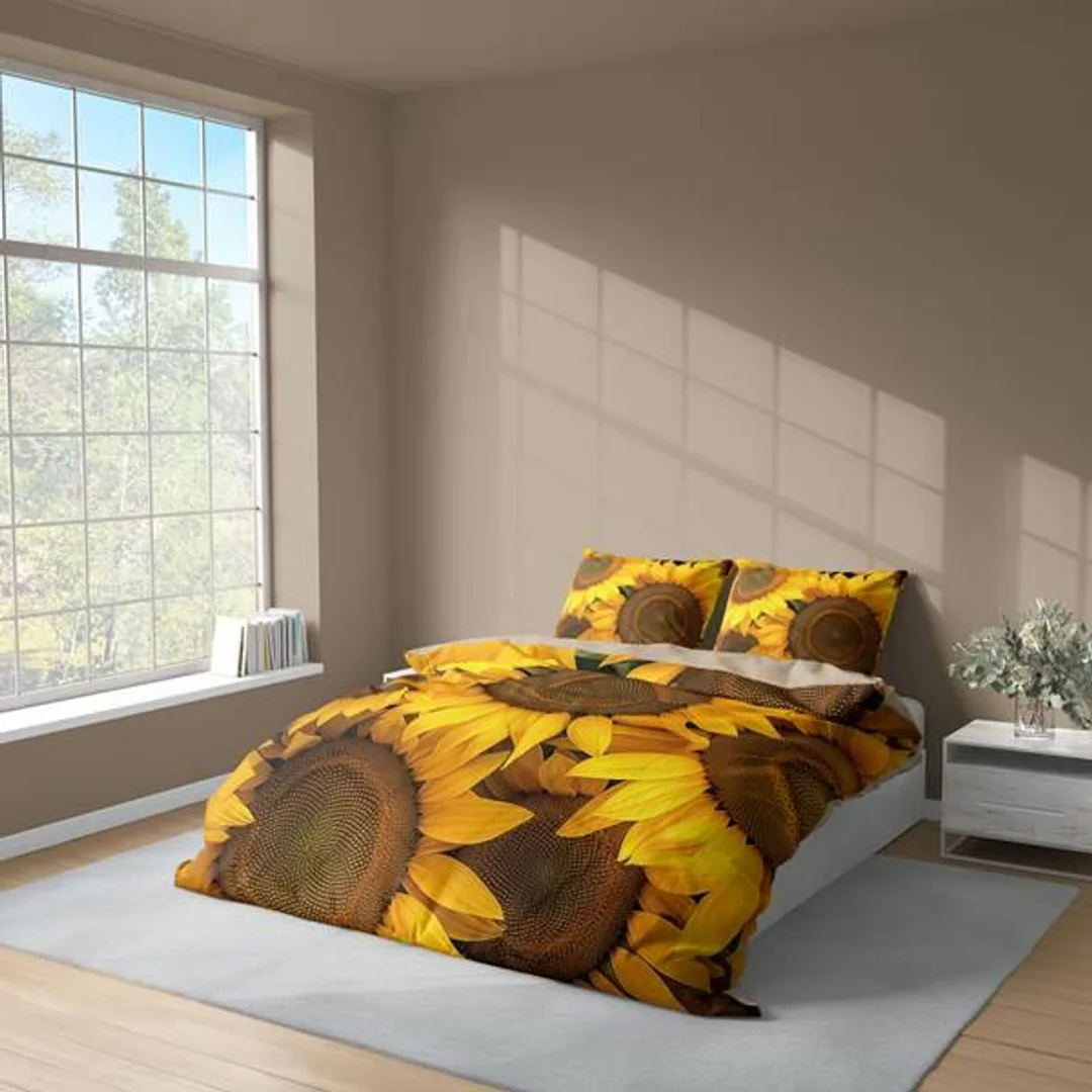 Pościel 3D z mikrofibry z motywem słoneczników – 160x200 cm – Visuale 3D – wzór 5311 A — zdjęcie 3