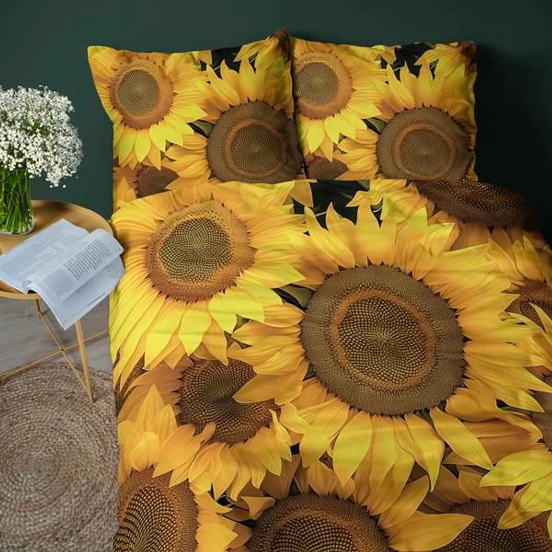 Pościel 3D z mikrofibry z motywem słoneczników – 160x200 cm – Visuale 3D – wzór 5311 A — zdjęcie 4