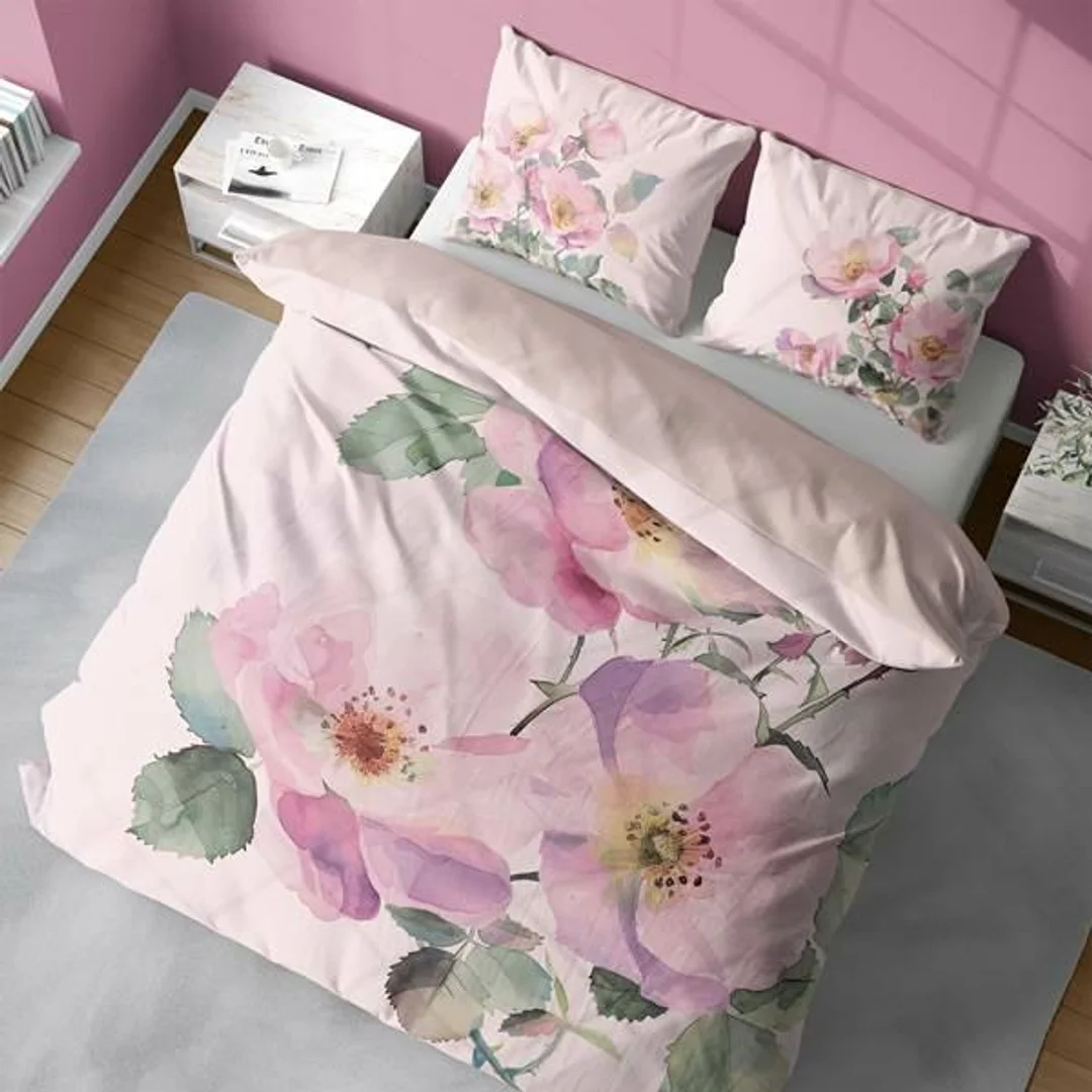 Pościel 3D z mikrofibry z pastelowymi dzikimi różami – 220x200 cm – Visuale 3D – wzór 5426 A — zdjęcie 2