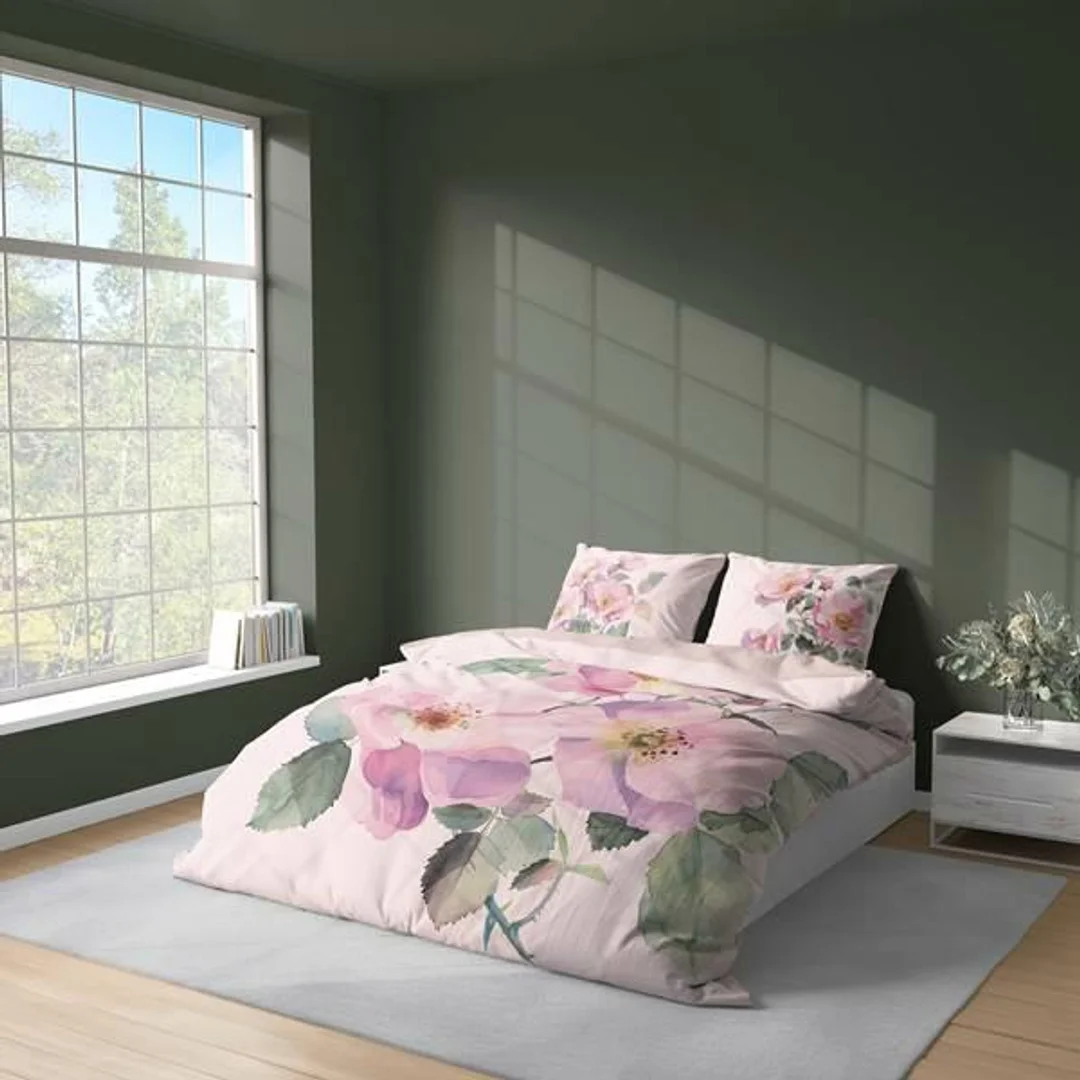Pościel 3D z mikrofibry z pastelowymi dzikimi różami – 220x200 cm – Visuale 3D – wzór 5426 A — zdjęcie 3