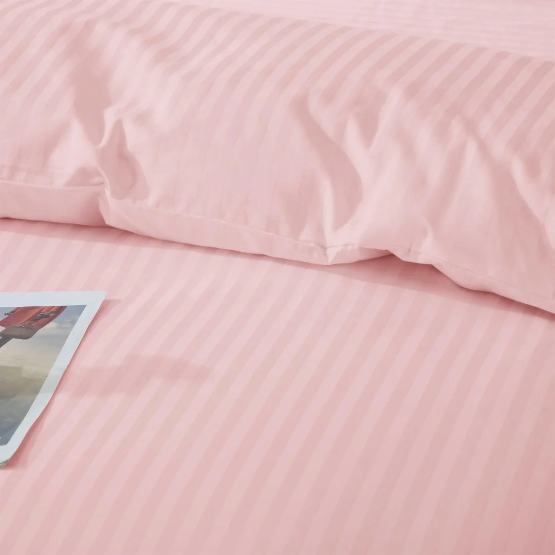 Pościel adamaszkowa 140x200 róż pastelowy w paski – Classic Line — zdjęcie 4