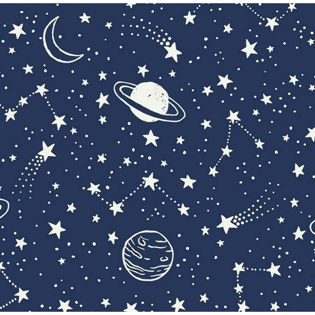 Pościel bawełniana 100x135 7K gwiazdozbiór granatowa planety Kids 24 z poszewką 40x60 — zdjęcie 2